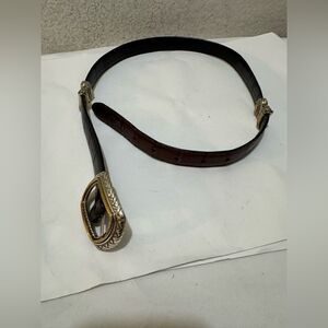 Brighton Marcus 2 Tone Belt VTG Black & Brown Leather Size M 30 Women